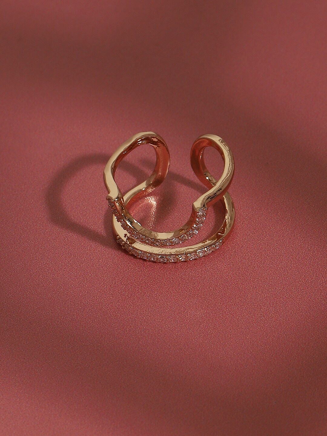 

SOHI Gold-Plated Stone-Studded Finger Ring