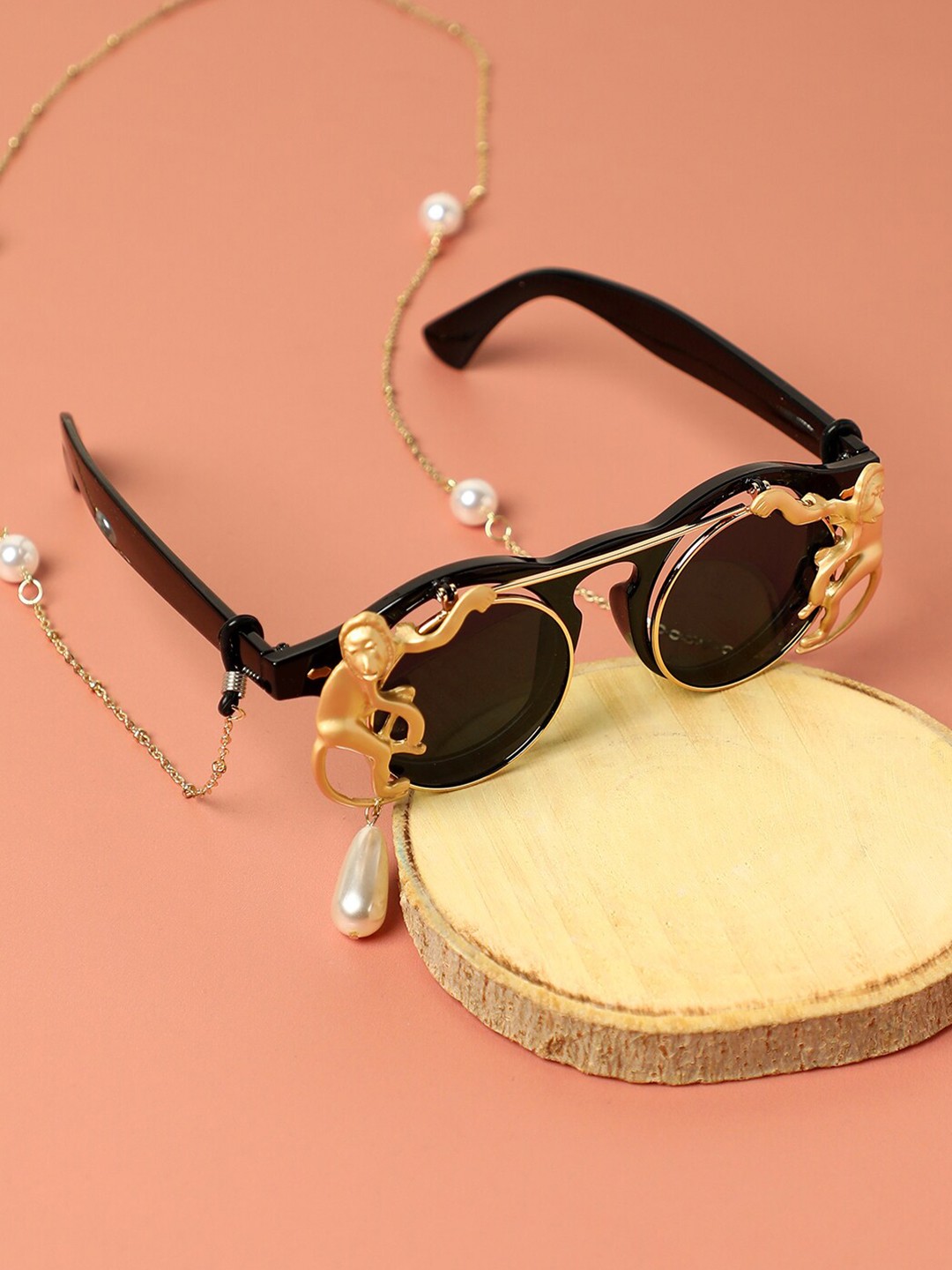 

HAUTE SAUCE by Campus Sutra Women Round Lens Sunglasses, Black