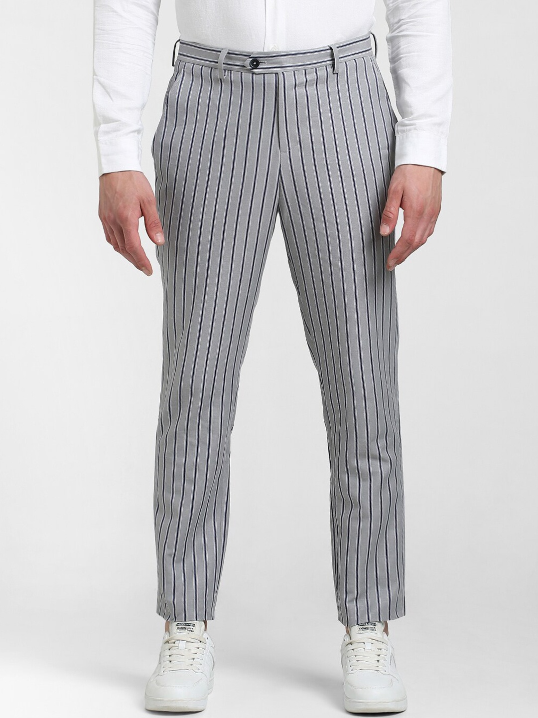 

Jack & Jones Men Striped Trousers, Grey