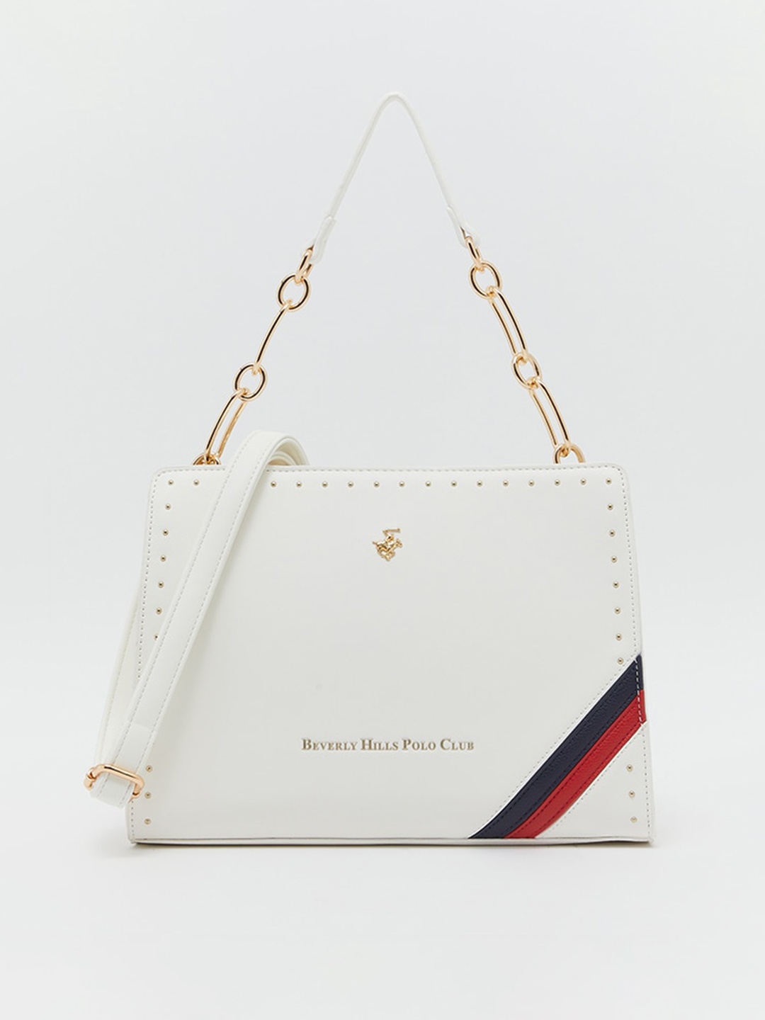 

Beverly Hills Polo Club PU Structured Satchel Bag, White