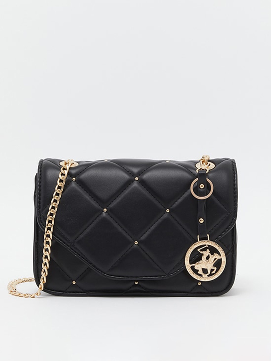 

Beverly Hills Polo Club Textured Structured Shoulder Bag With Quilted, Black