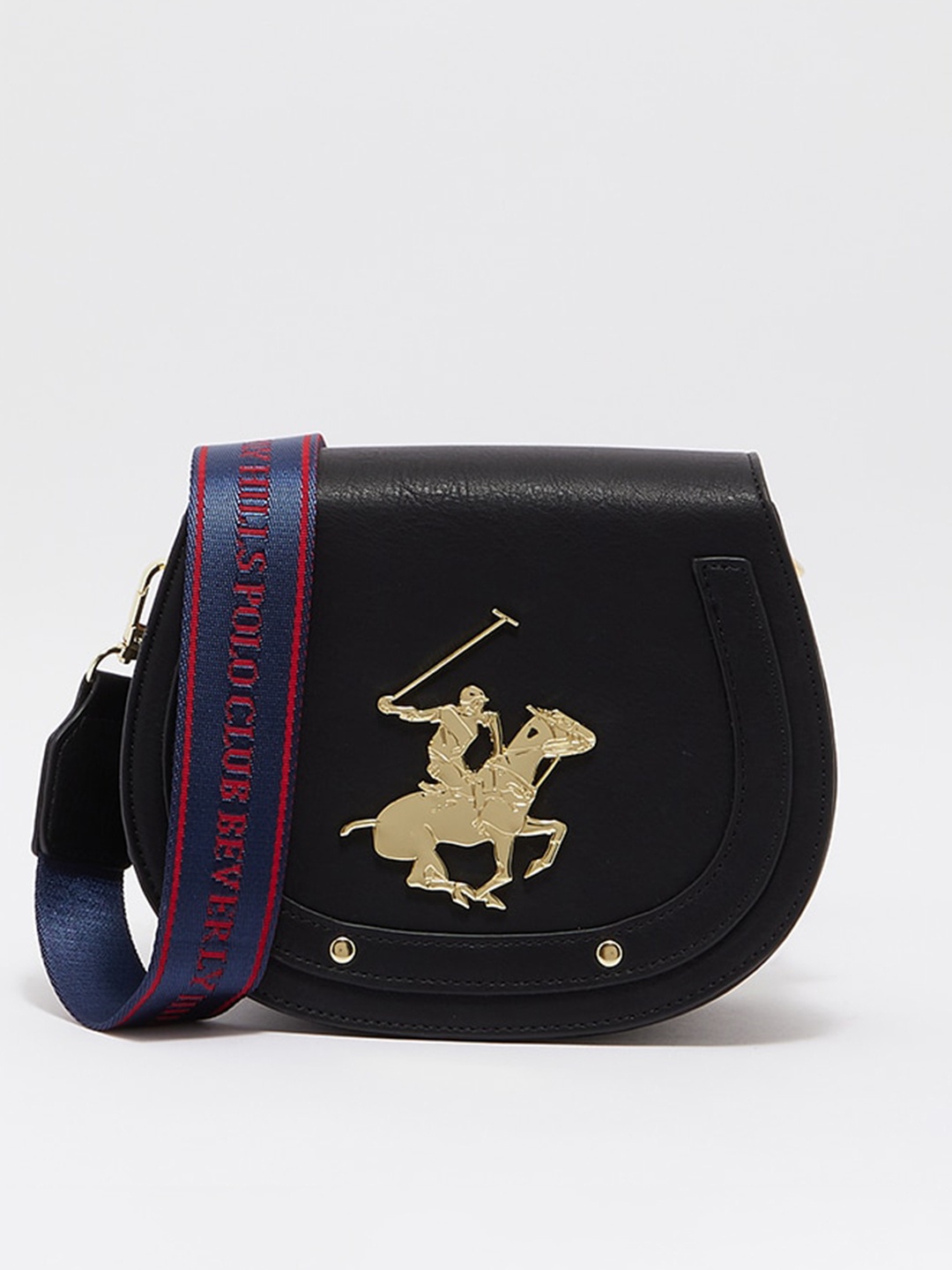 

Beverly Hills Polo Club Textured Structured Sling Bag, Black