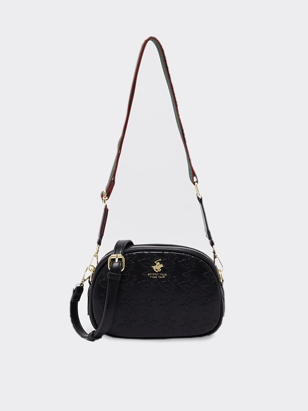 

Beverly Hills Polo Club Textured PU Structured Sling Bag, Black