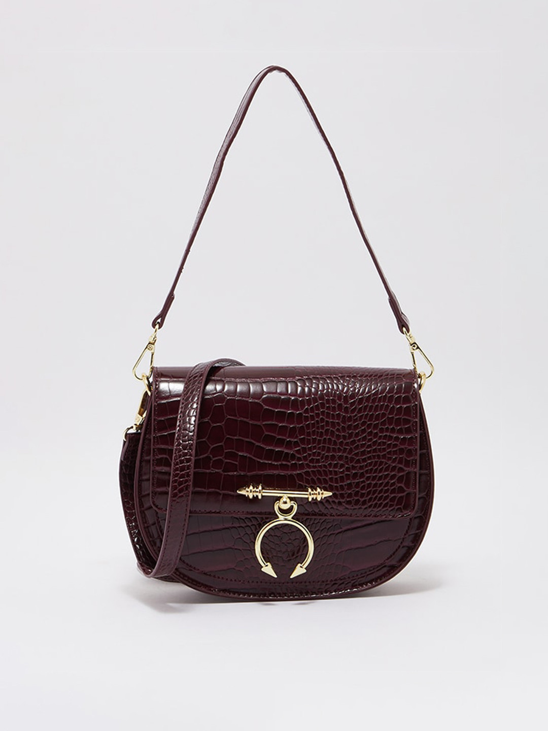 

Beverly Hills Polo Club Textured Structured Shoulder Bag, Maroon