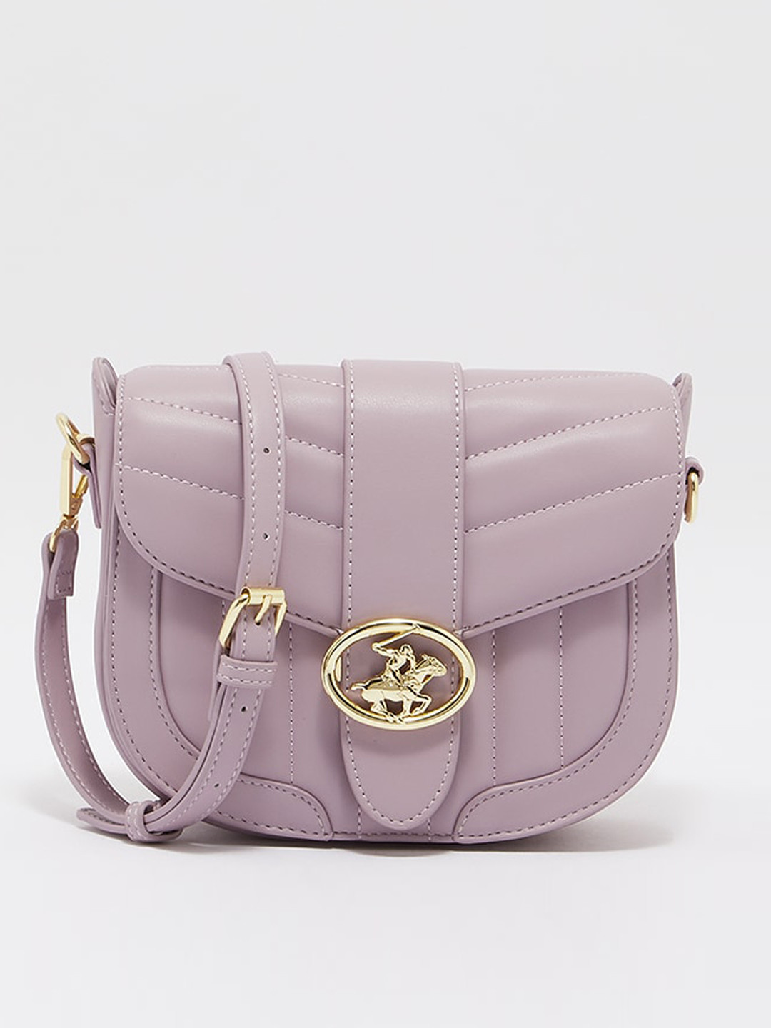 

Beverly Hills Polo Club Textured Structured Sling Bag With Quilted, Lavender