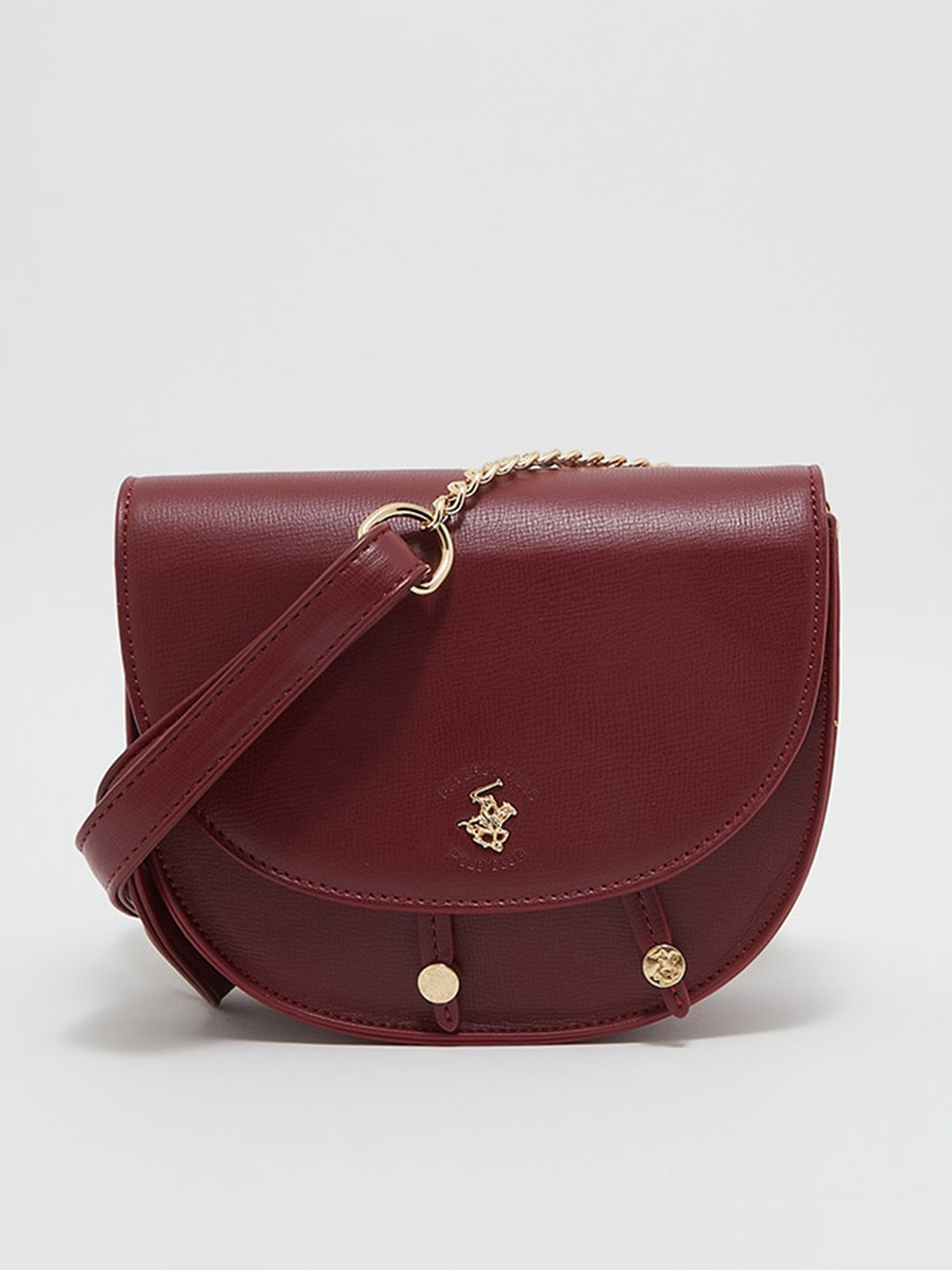 

Beverly Hills Polo Club PU Half Moon Sling Bag, Burgundy
