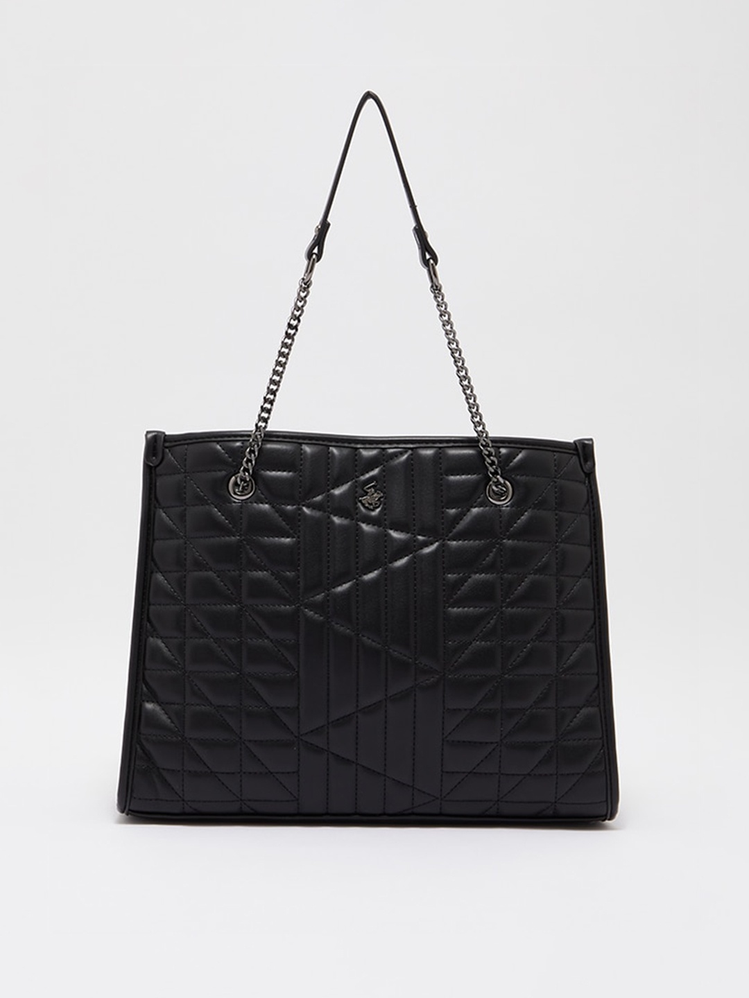 

Beverly Hills Polo Club Textured PU Structured Shoulder Bag, Black