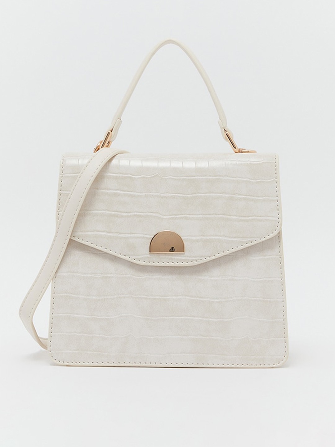 

Beverly Hills Polo Club Textured Structured Handbag, White