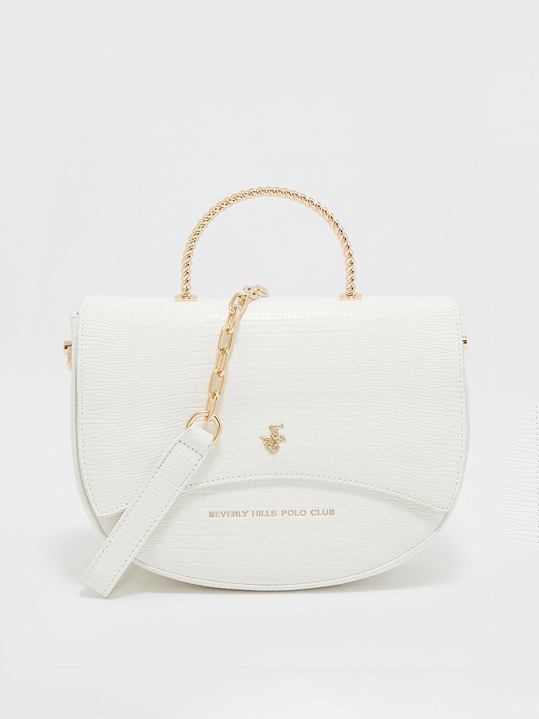 

Beverly Hills Polo Club Textured Structured Satchel Bag, White