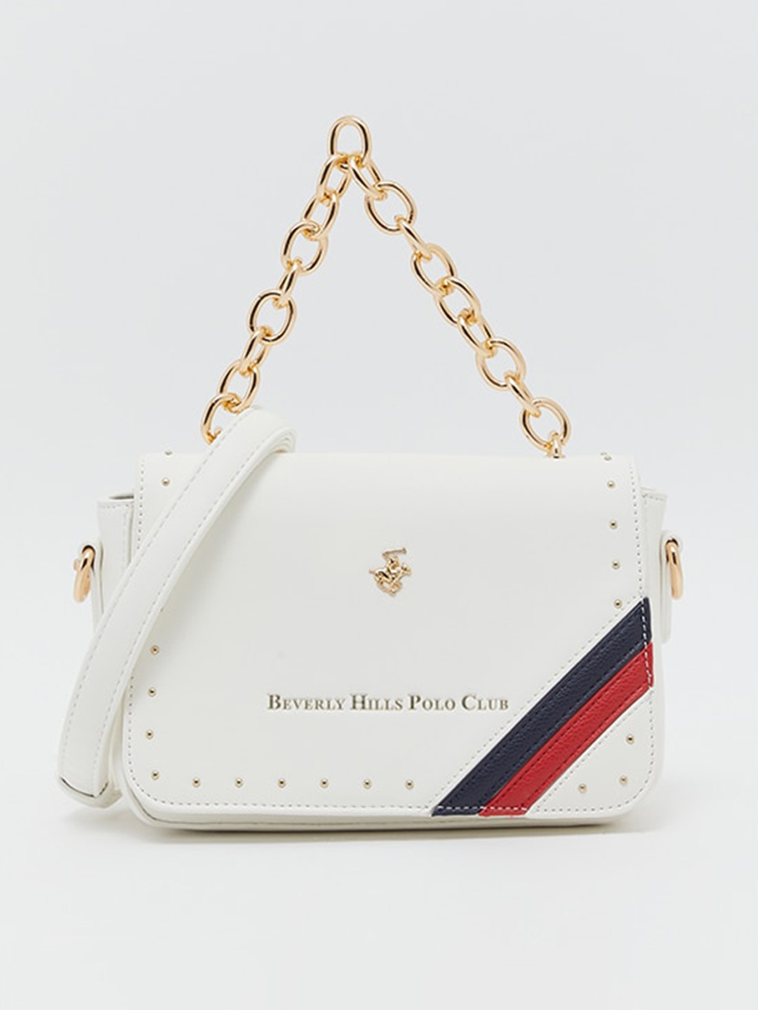 

Beverly Hills Polo Club PU Leather Structured Handheld Bag, White