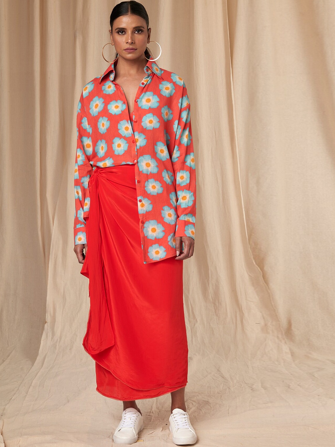 

Masaba Flared Wrap Maxi Skirt, Red