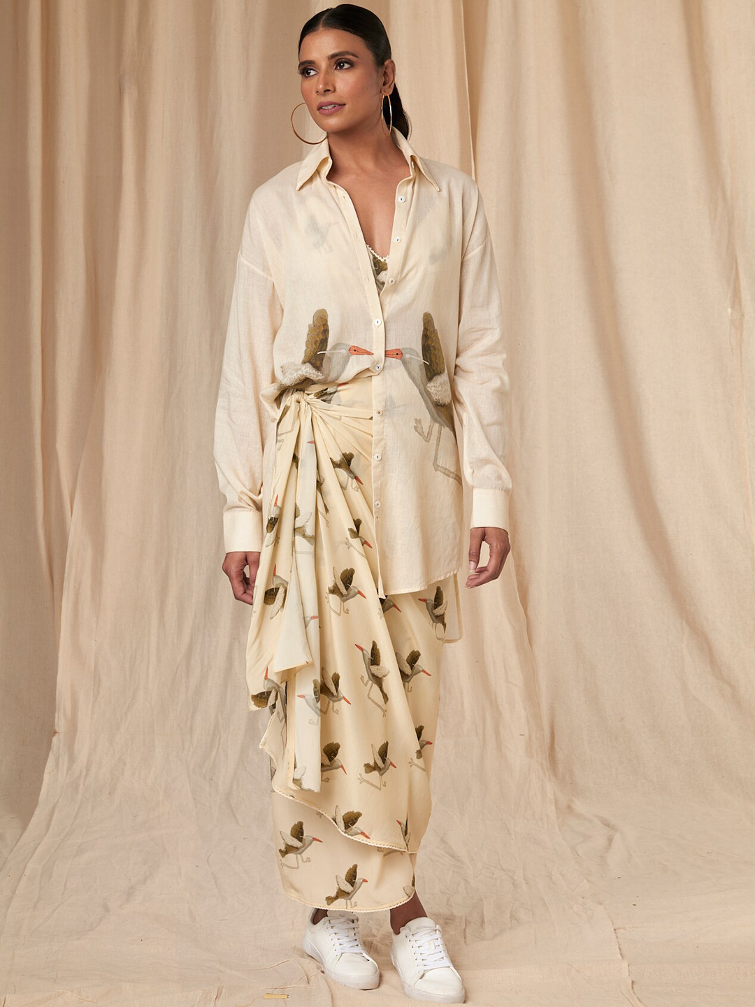 

Masaba Tropical Printed Wrap Maxi Skirt, Cream