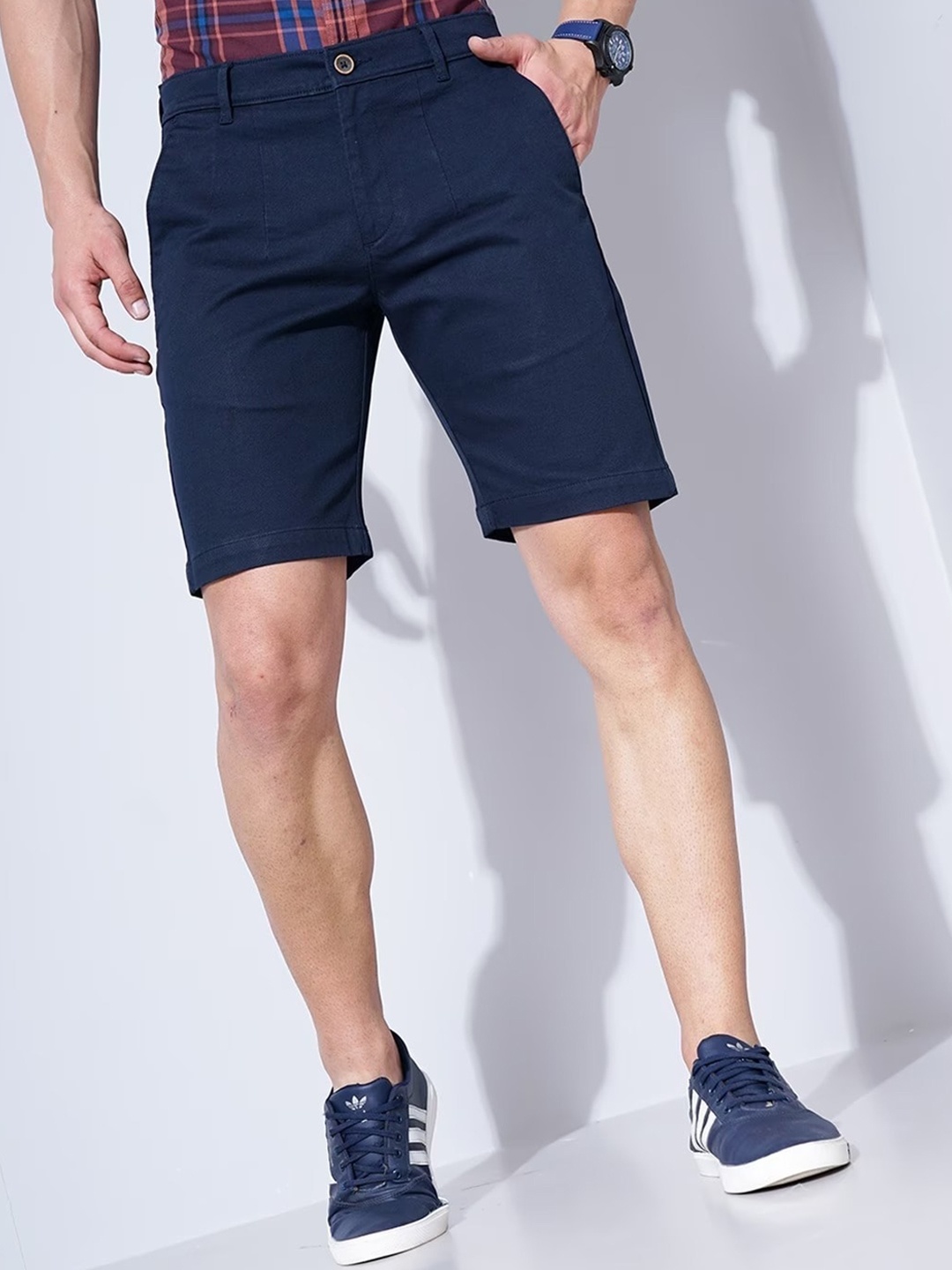 

British Club Men Slim Fit Low-Rise Sports Shorts, Navy blue