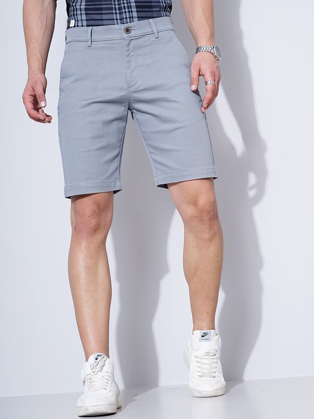 

British Club Men Slim Fit Low-Rise Sports Shorts, Grey