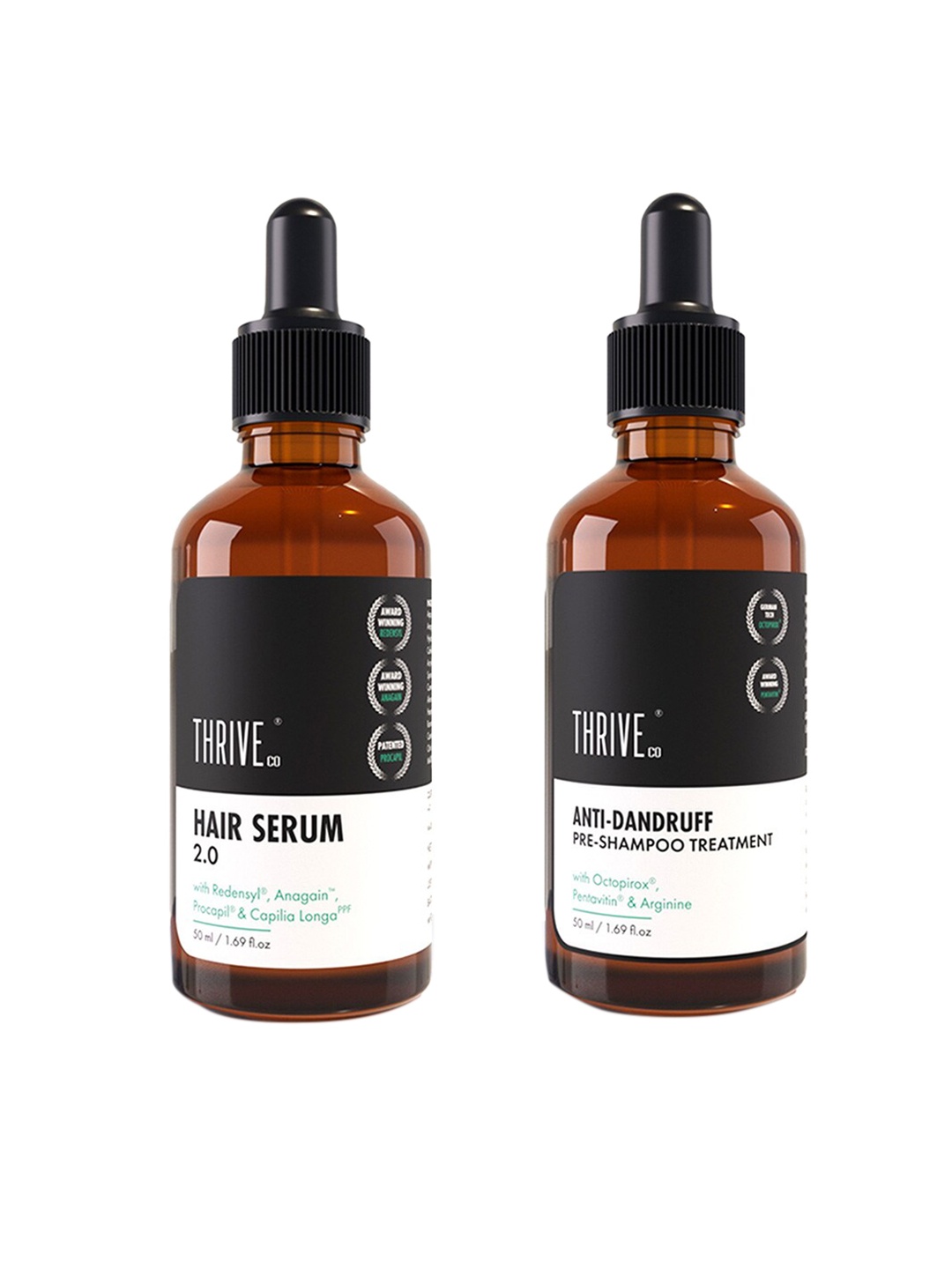

Thriveco Anti-Dandruff Pre-Shampoo Lotion & Hair Serum 2.0 - 50ml Each, Black