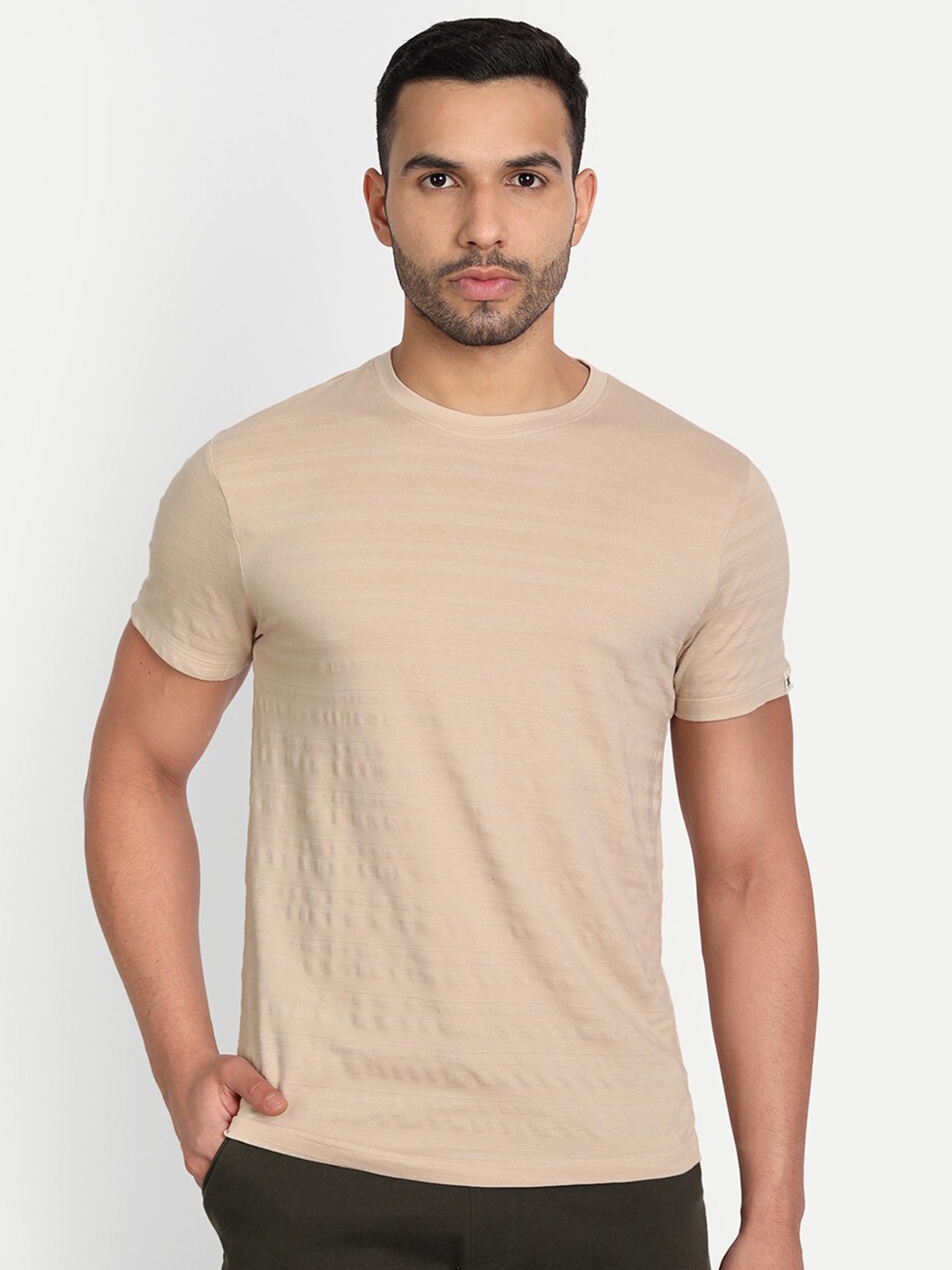 

Asterisk Pack Of 3 Round Neck Cotton T-shirt, Cream