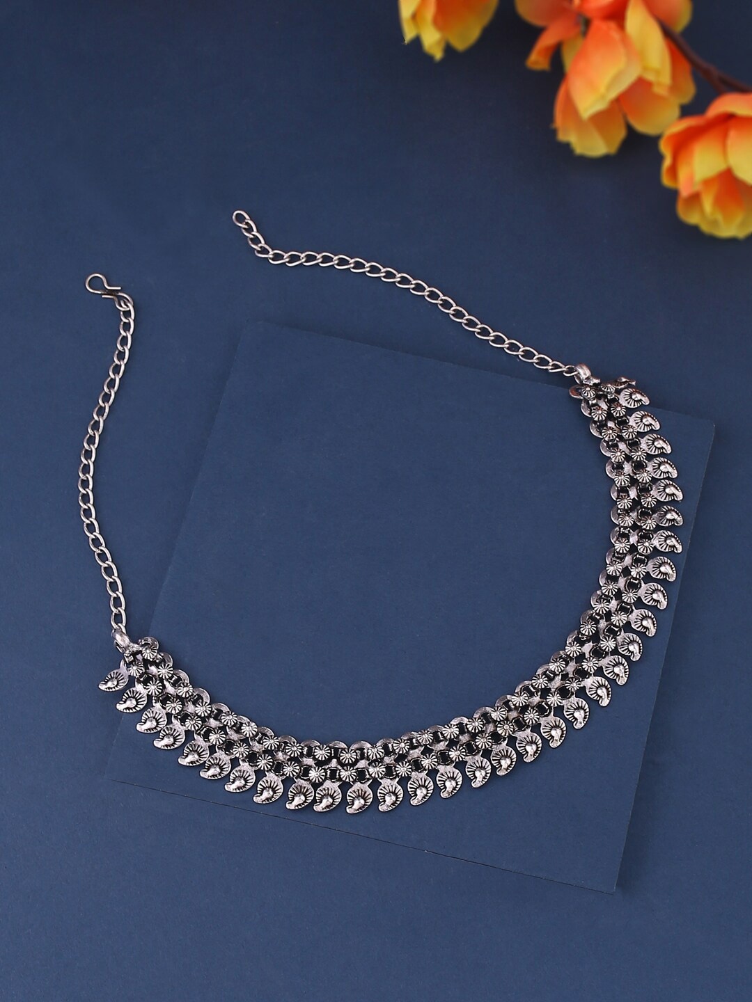 

NVR Silver-Plated Oxidised Necklace