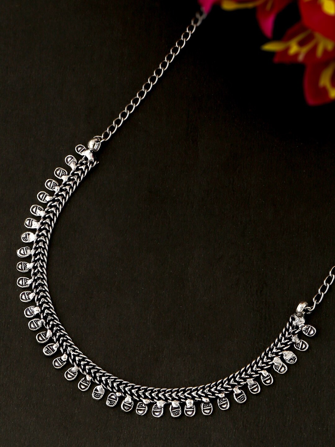 

NVR Silver-Plated Oxidised Necklace