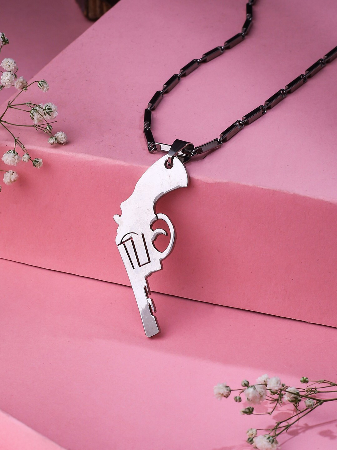 

NVR Men Silver-Plated Minimal Bohemian Chain, Steel