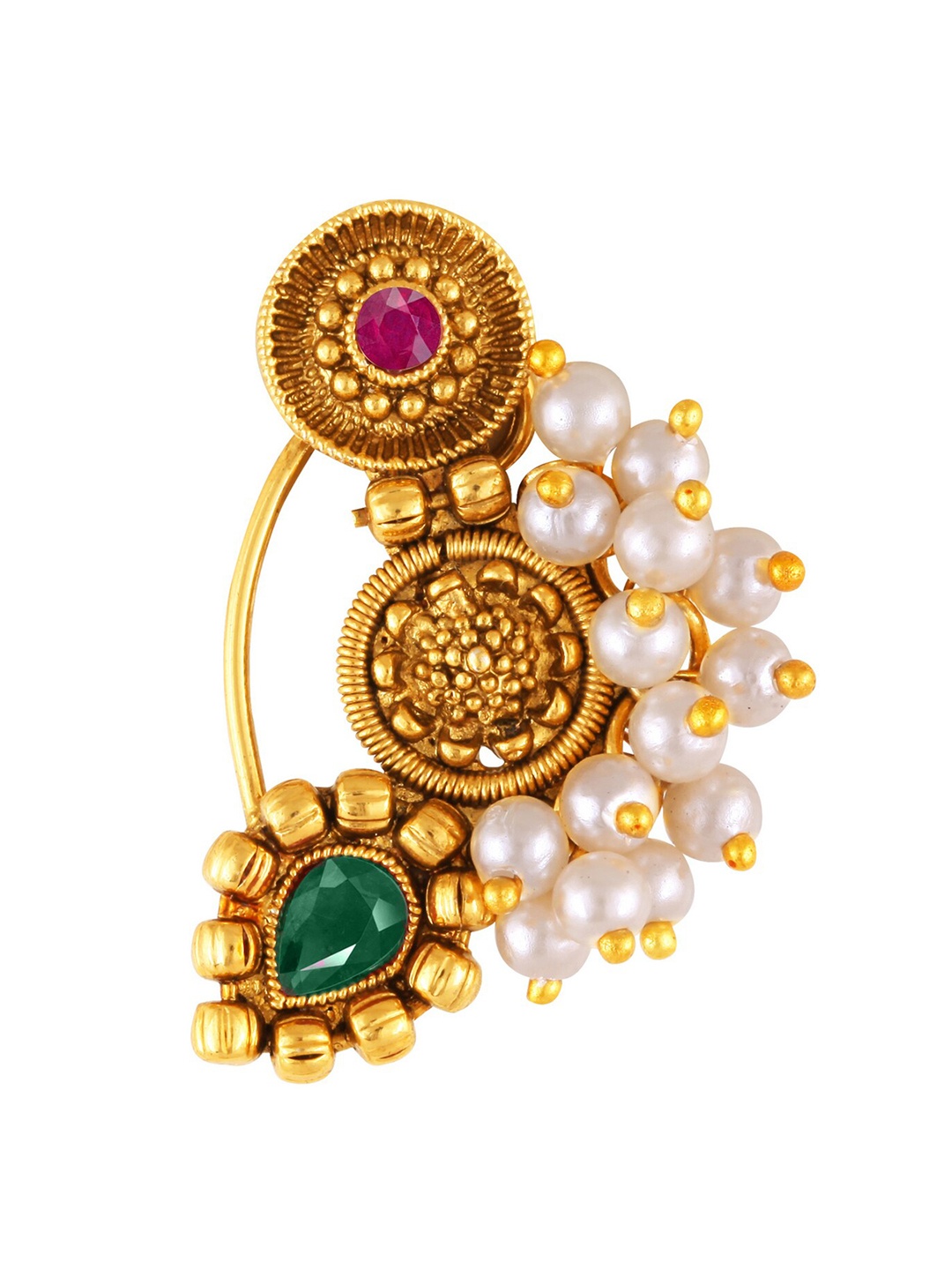 

Vighnaharta Gold-Plated Beaded Nosepin