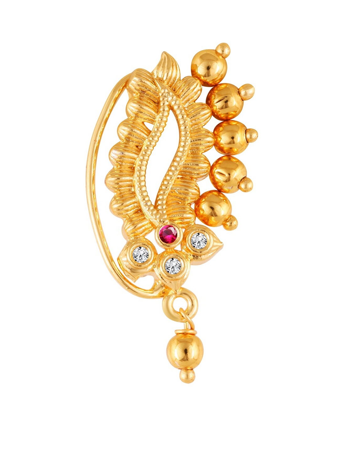 Vighnaharta Gold-Plated CZ-Studded Nosepin