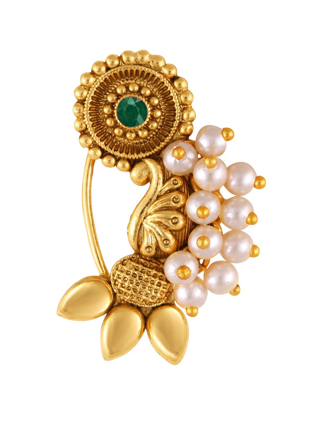 

Vighnaharta Gold-Plated Artificial-Studded Nosepin