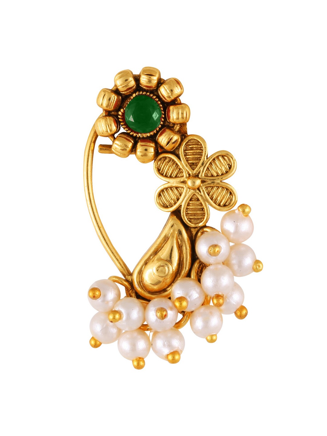

Vighnaharta Gold-Plated Beaded Nosepin
