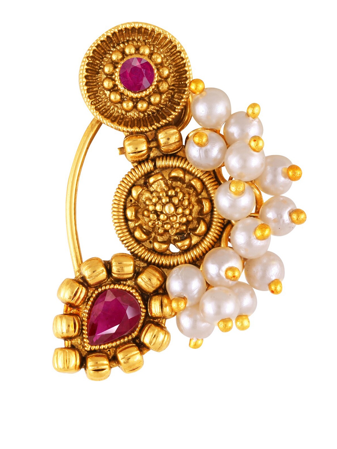 

Vighnaharta Gold-Plated Artificial-Studded Nosepin