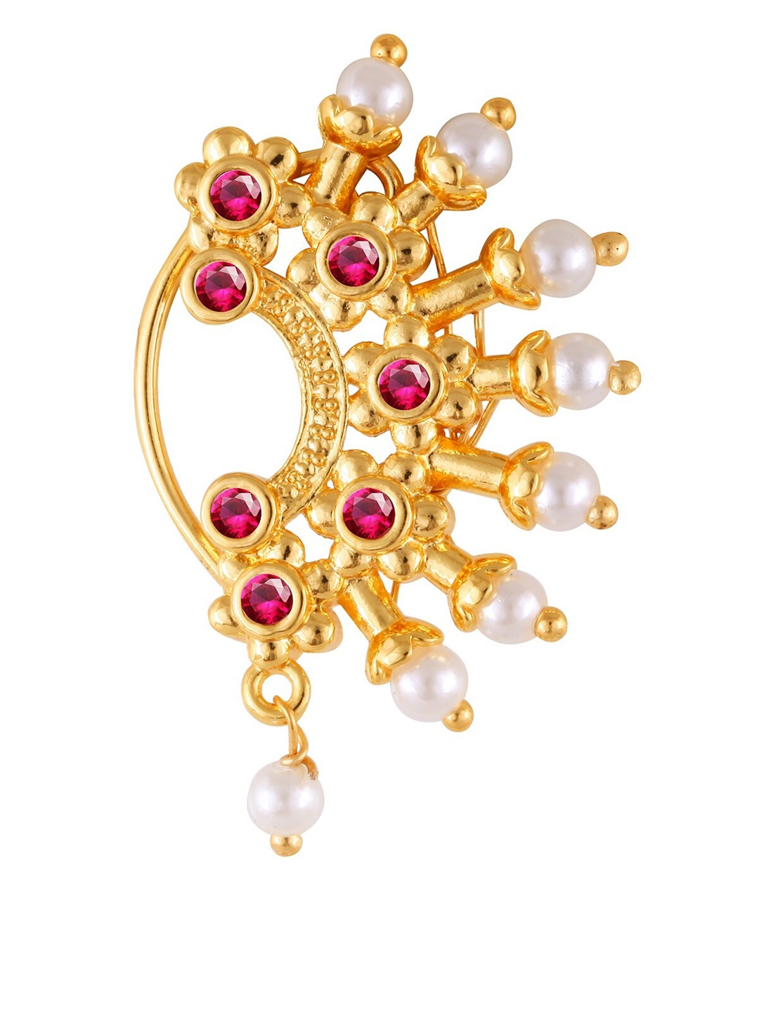 

Vighnaharta Gold-Plated CZ-Studded & Beaded Nosepin