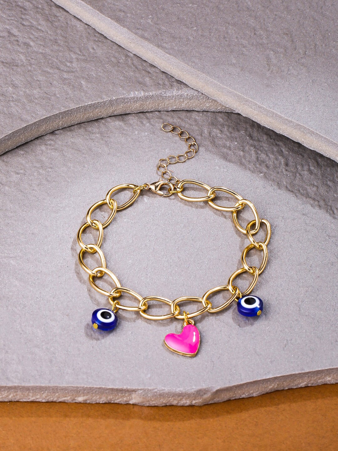 

NVR Women Crystals Gold-Plated Link Bracelet