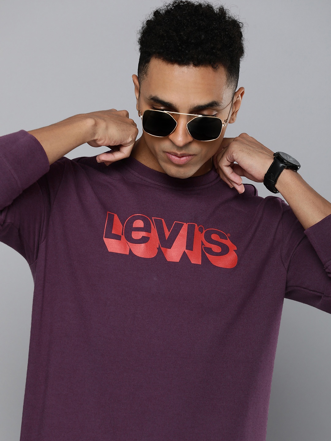 

Levis Printed Pure Cotton Sweatshirt, Burgundy