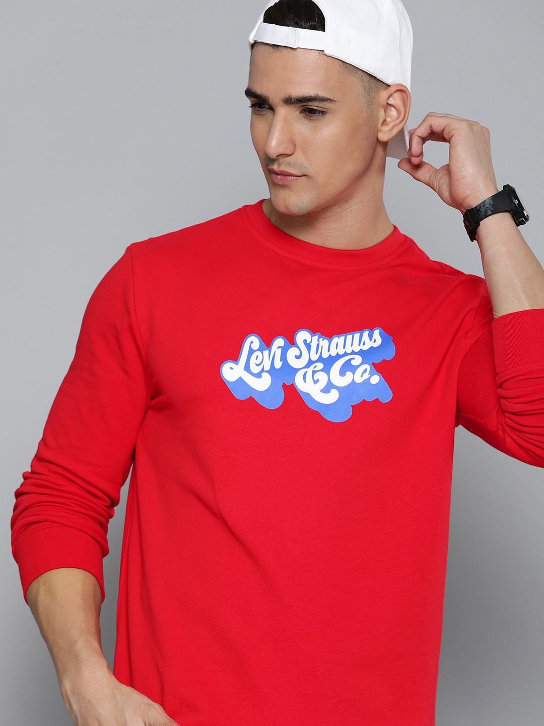 

Levis Brand Logo Printed Pure Cotton Sweatshirt, Red