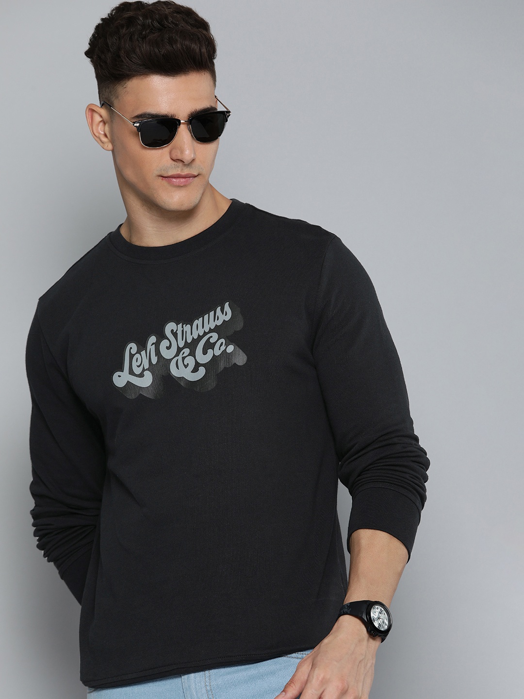 

Levis Brand Logo Printed Pure Cotton Sweatshirt, Black