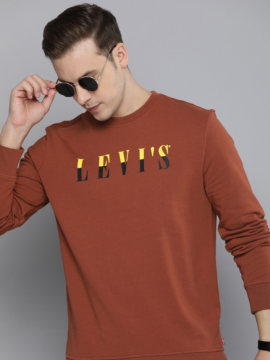 

Levis Pure Cotton Brand Logo Printed Casual Sweatshirt, Rust