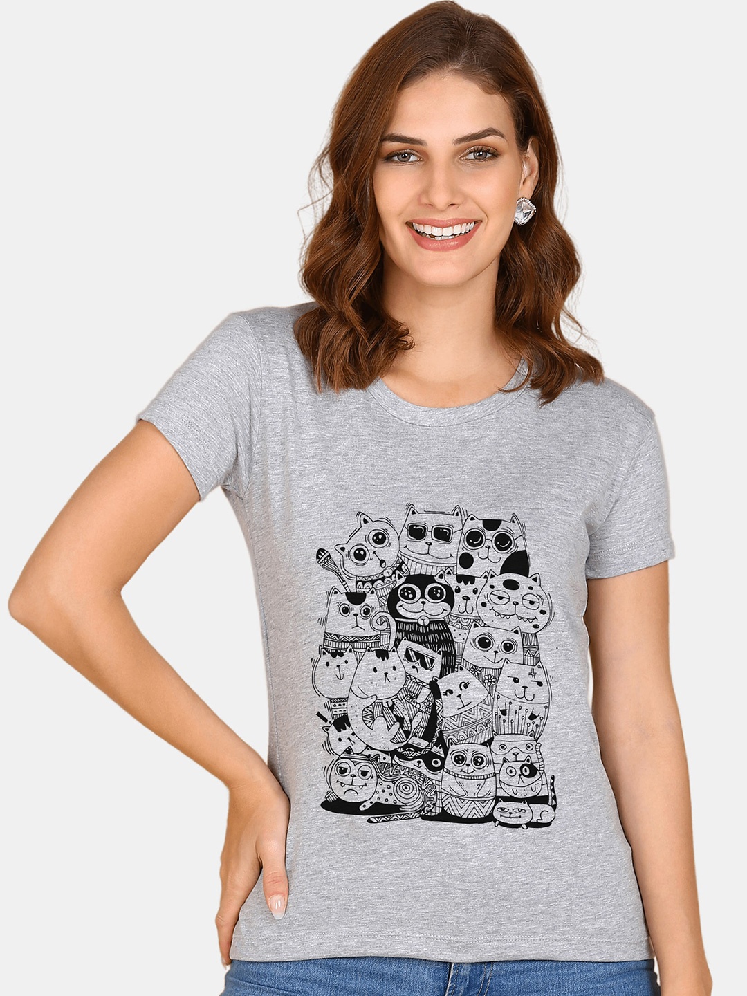 

Wyld Sprog Graphic Printed Pure Cotton T-Shirt, Grey