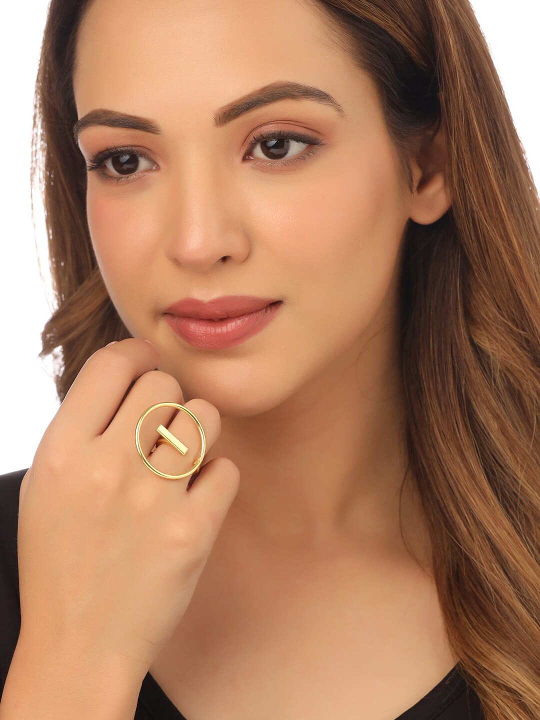 

NVR Women Gold-plated Alloy Circular Adjustable Finger Ring