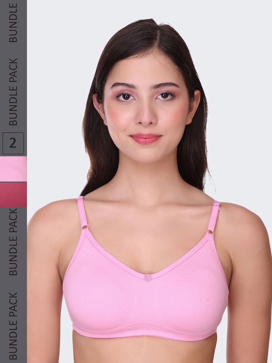 

POOJA RAGENEE Pack Of 2 Full Coverage Seamless Wireless Bras MQ3027B_2P_BPK_DPK_28B, Pink