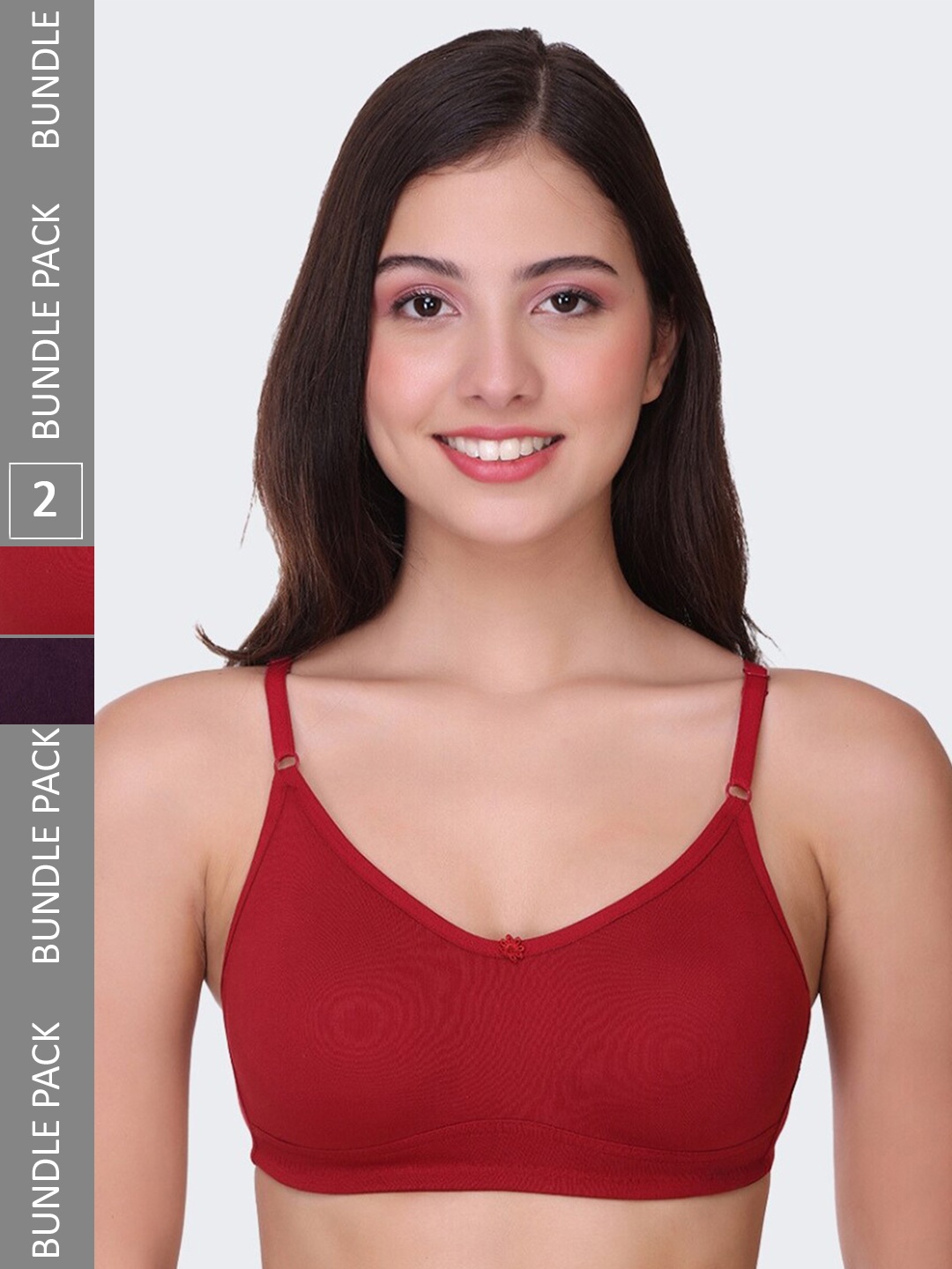 

POOJA RAGENEE Pack Of 2 Full Coverage Wireless Bras, Maroon