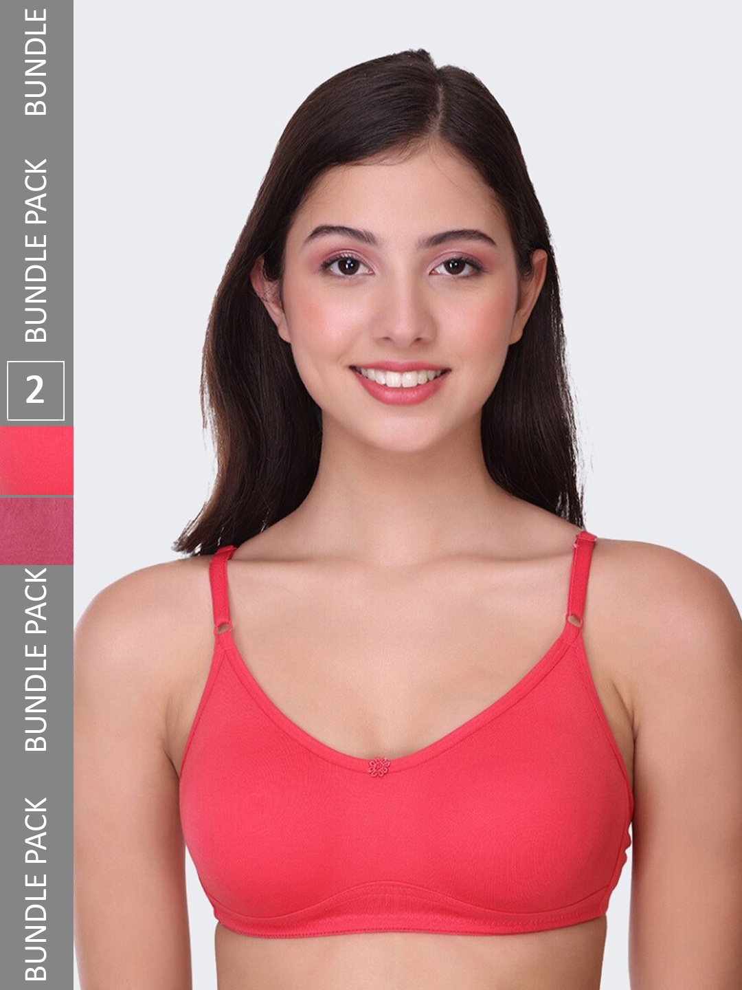 

POOJA RAGENEE Pack Of 2 Full Coverage Wireless Bras, Coral