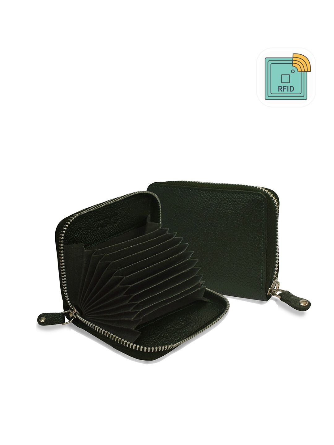 

ABYS Genuine Leather Zip Around RFID Wallet, Green