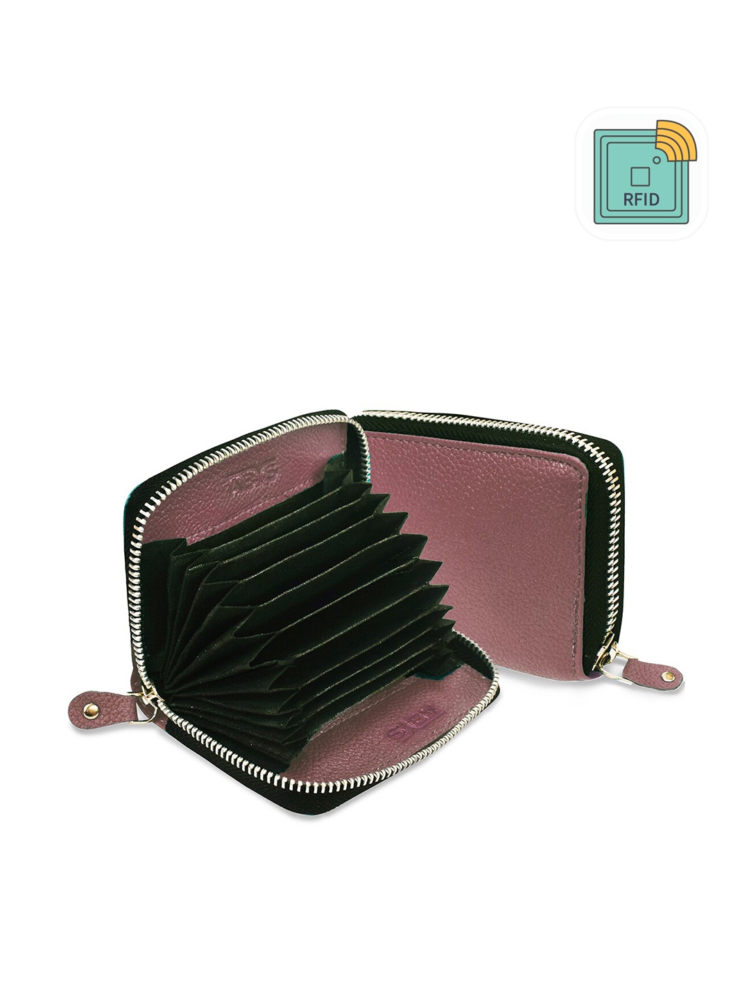 

ABYS Genuine Leather Zip Around RFID Wallet, Pink