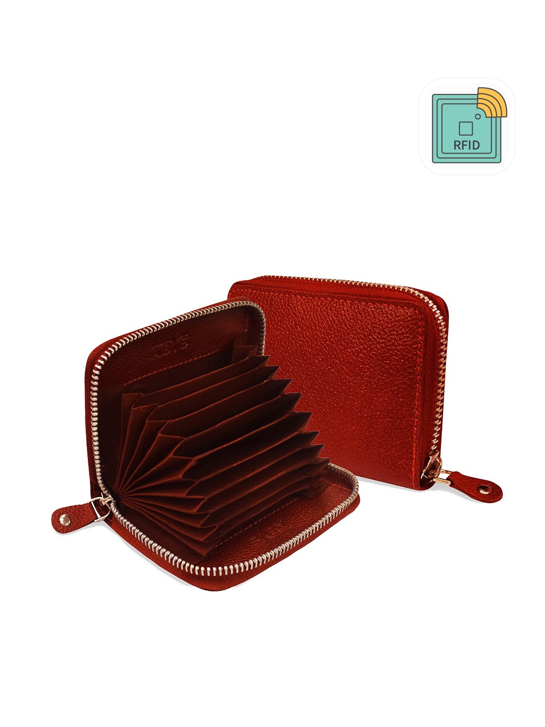 

ABYS Genuine Leather Zip Around RFID Wallet, Brown