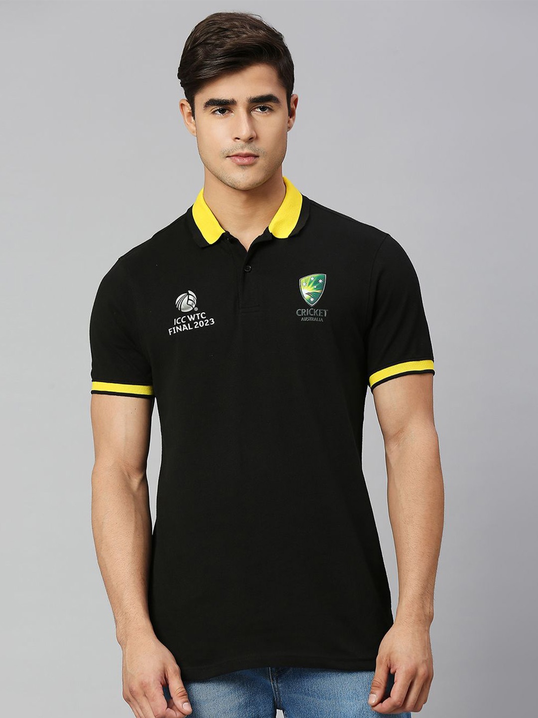 

FanCode ICC Test World Cup Men Polo Collar Bio Finish T-shirt, Black