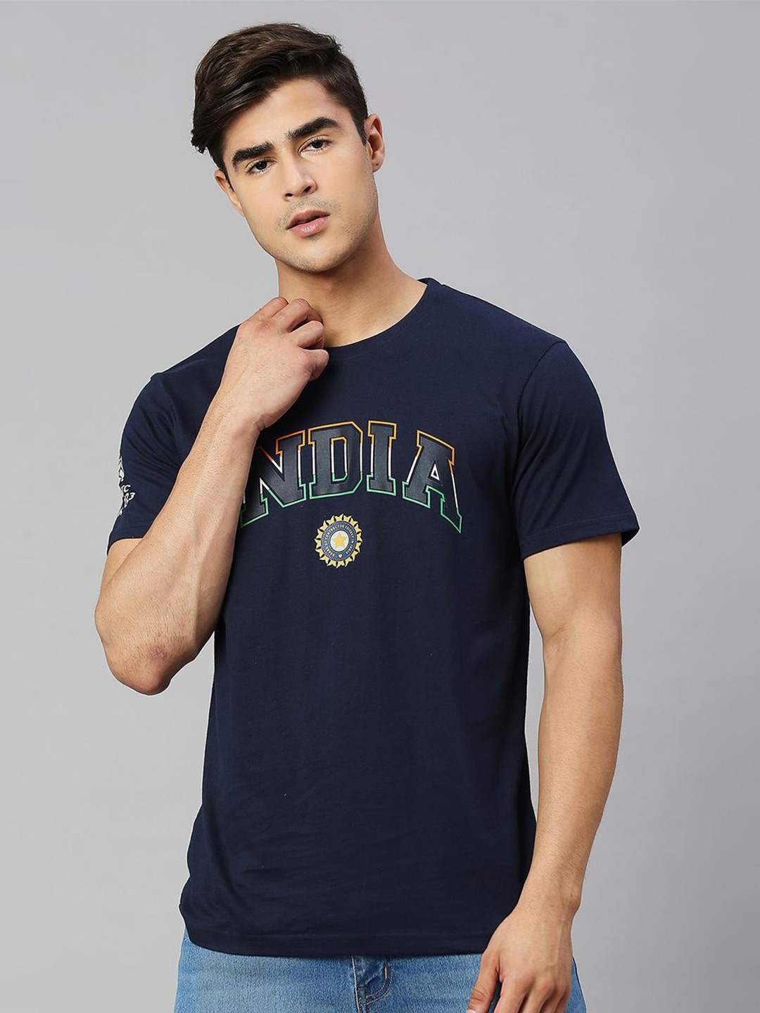 

FanCode ICC Test World Cup Men Typography Printed Bio Finish T-shirt, Navy blue