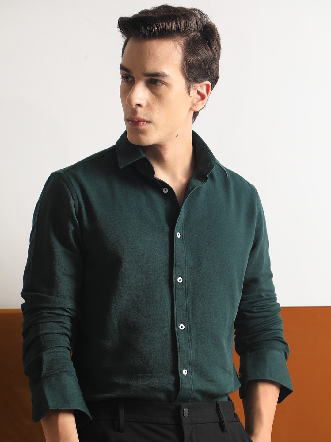 

RARE RABBIT Men Otago Slim Fit Cotton Formal Shirt, Green