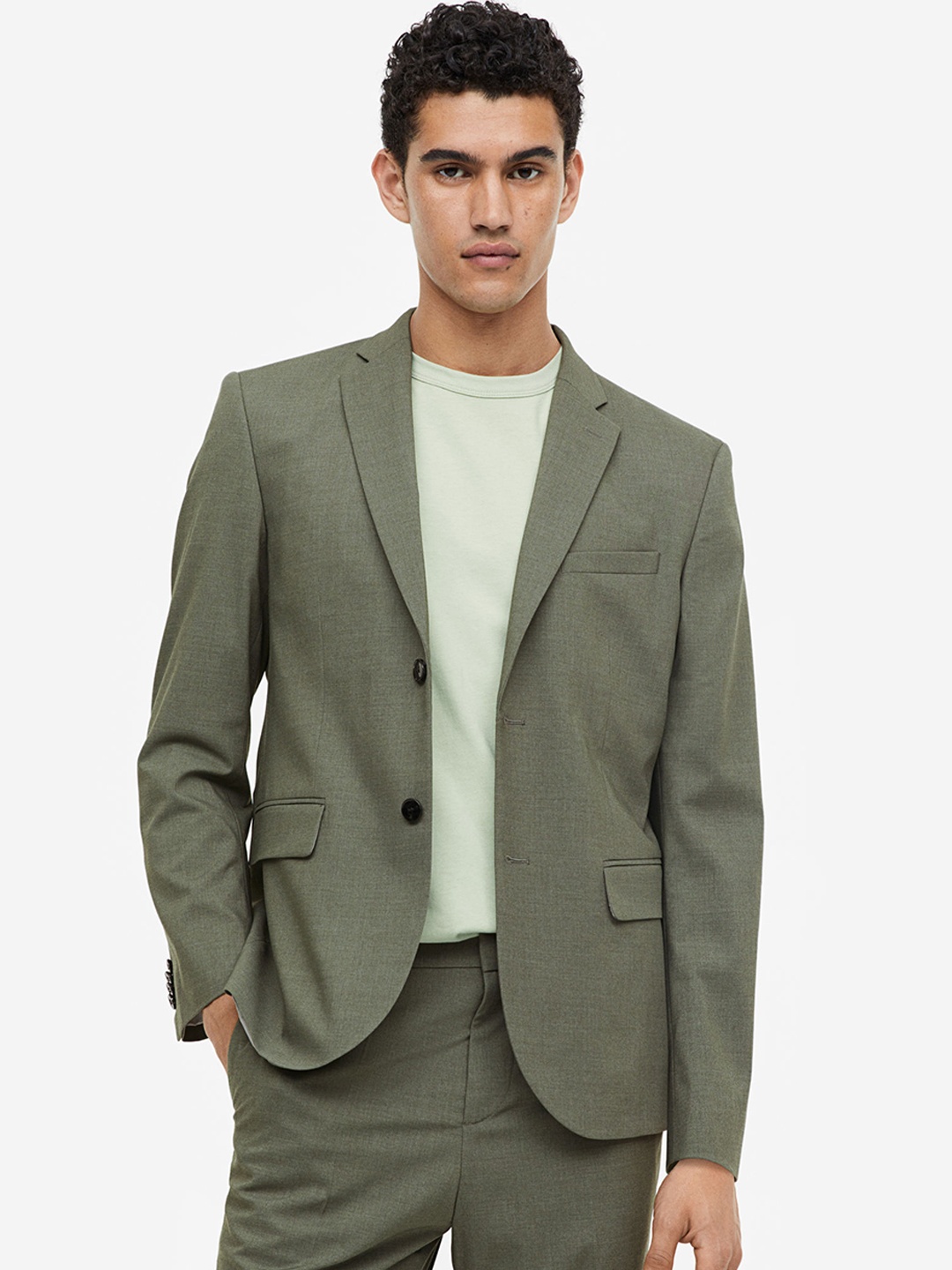 

H&M Men Slim-Fit Jacket, Green