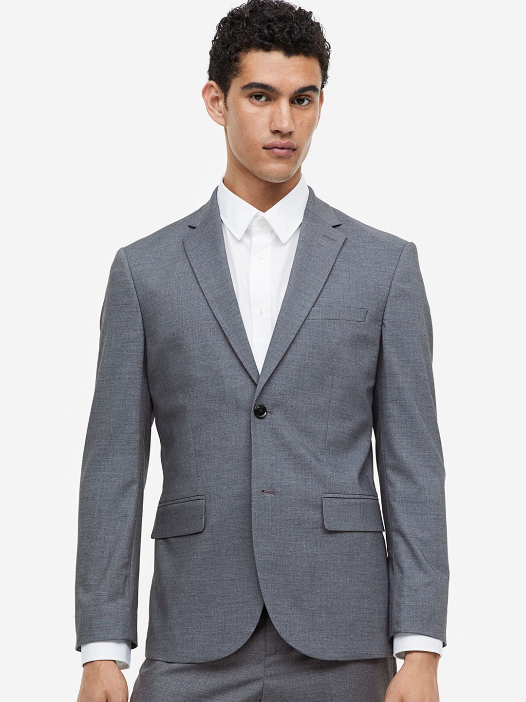 

H&M Men Slim-Fit Formal Blazer, Grey