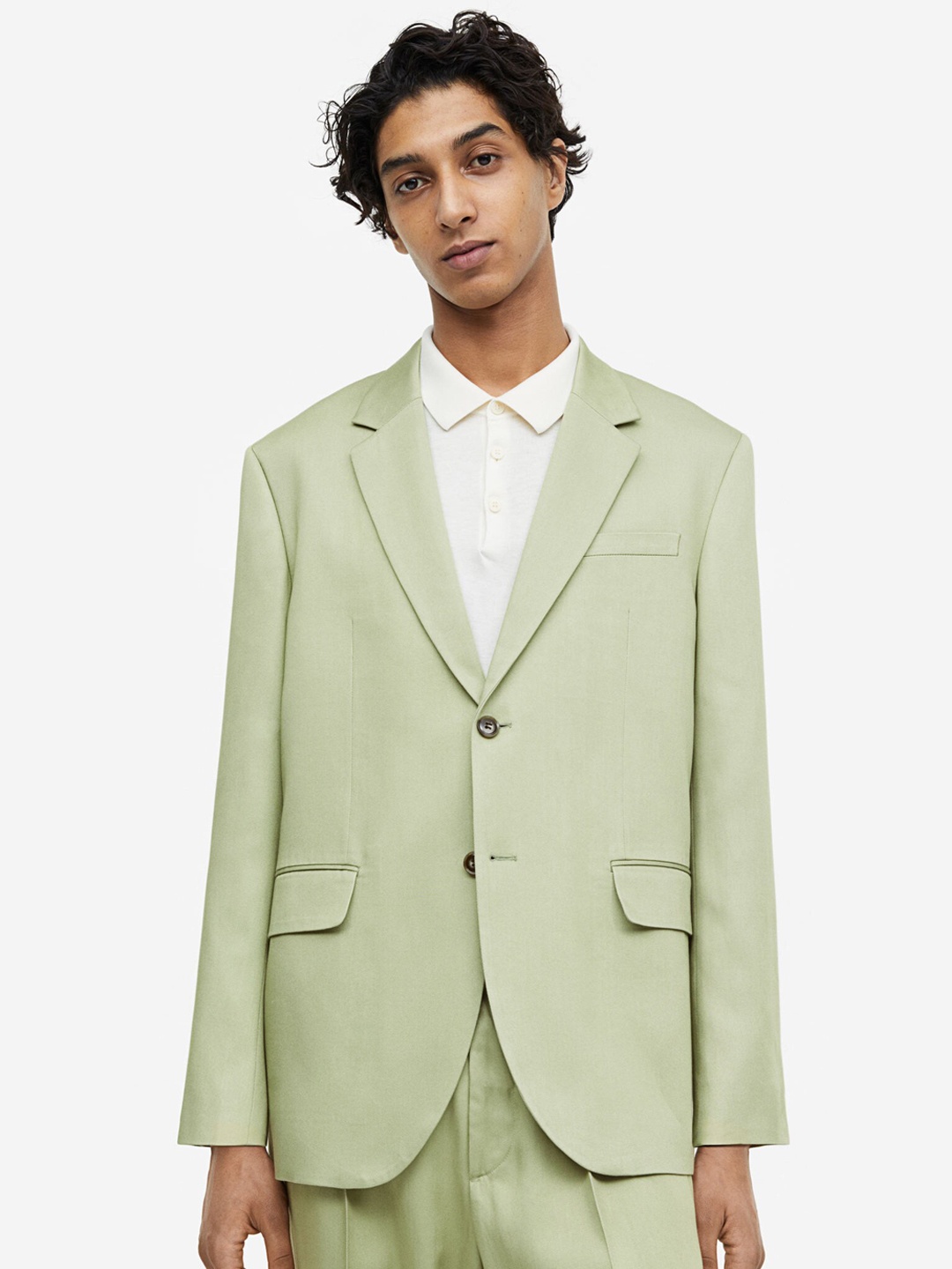 

H&M Men Relaxed-Fit Lyocell Blazer, Green