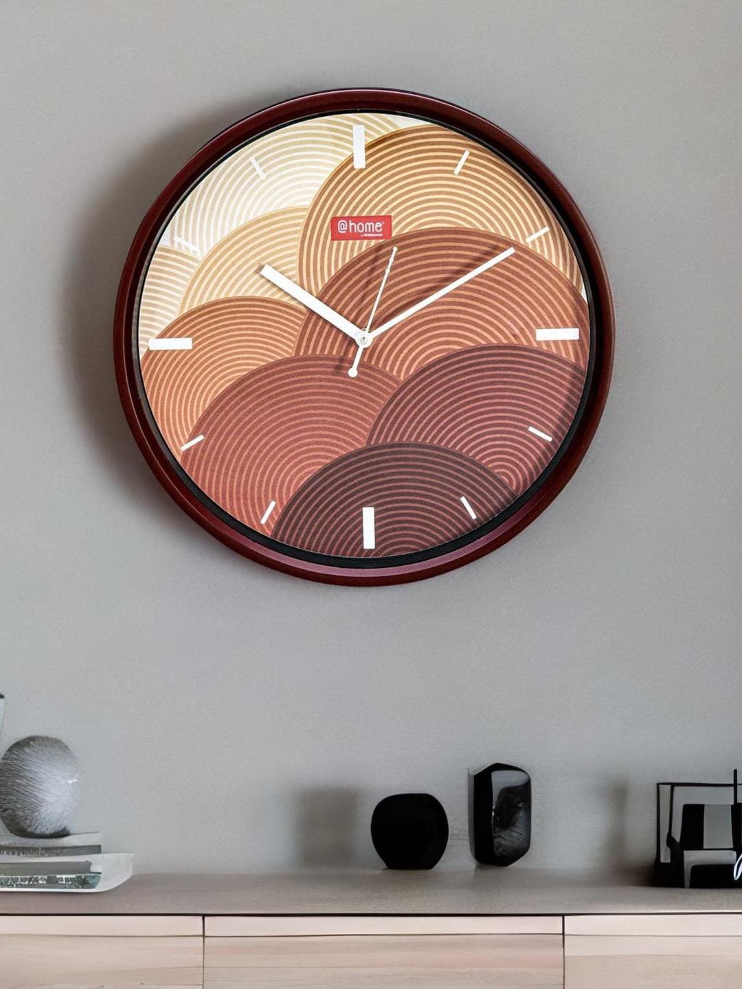 

Athome by Nilkamal Brown Printed Contemporary Wall Clock