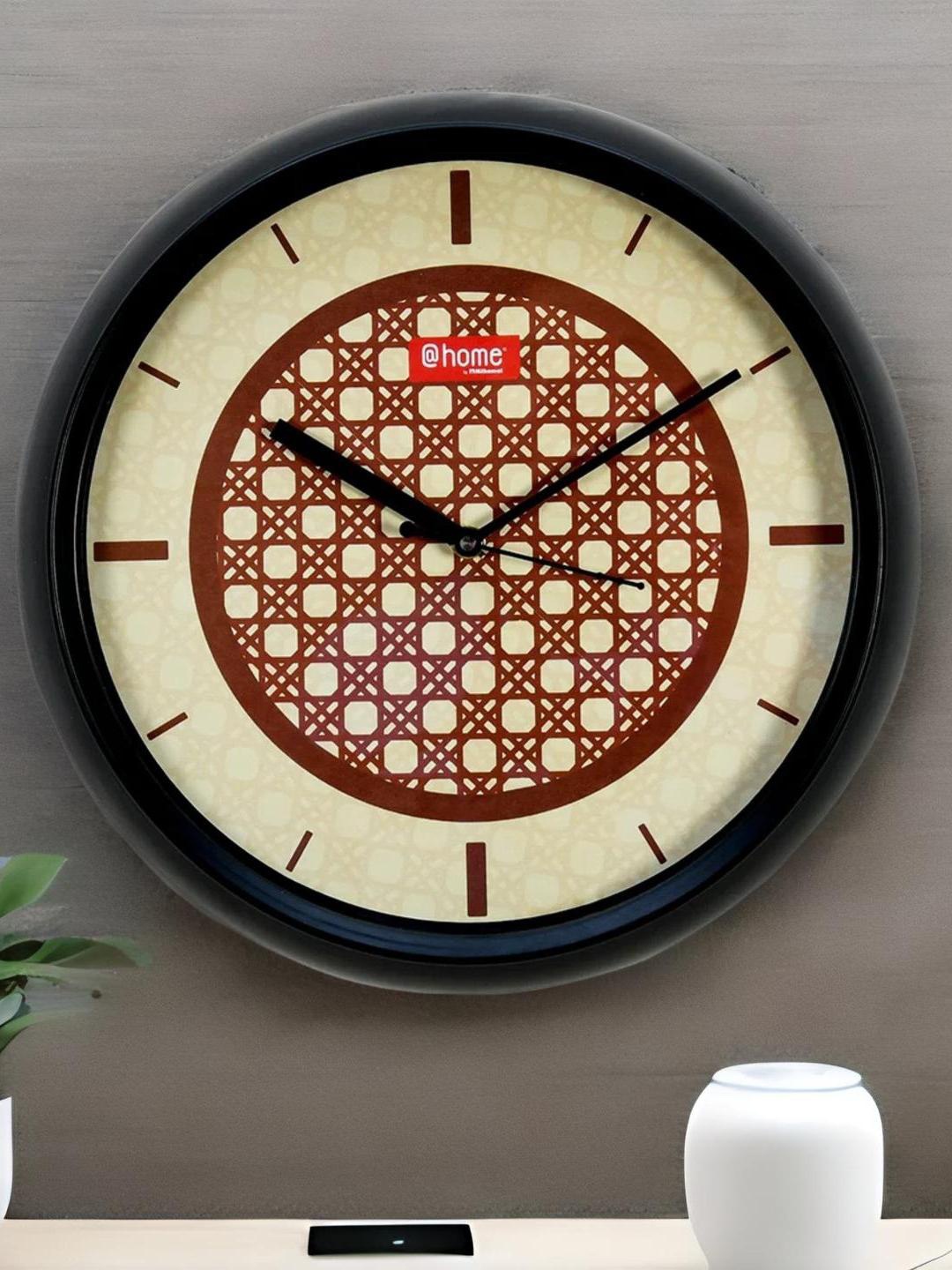

Athome by Nilkamal Brown & Beige Printed Contemporary Wall Clock